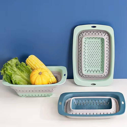 2-in-1 Silicone Washing Basket - Foldable Colander & Drainer
