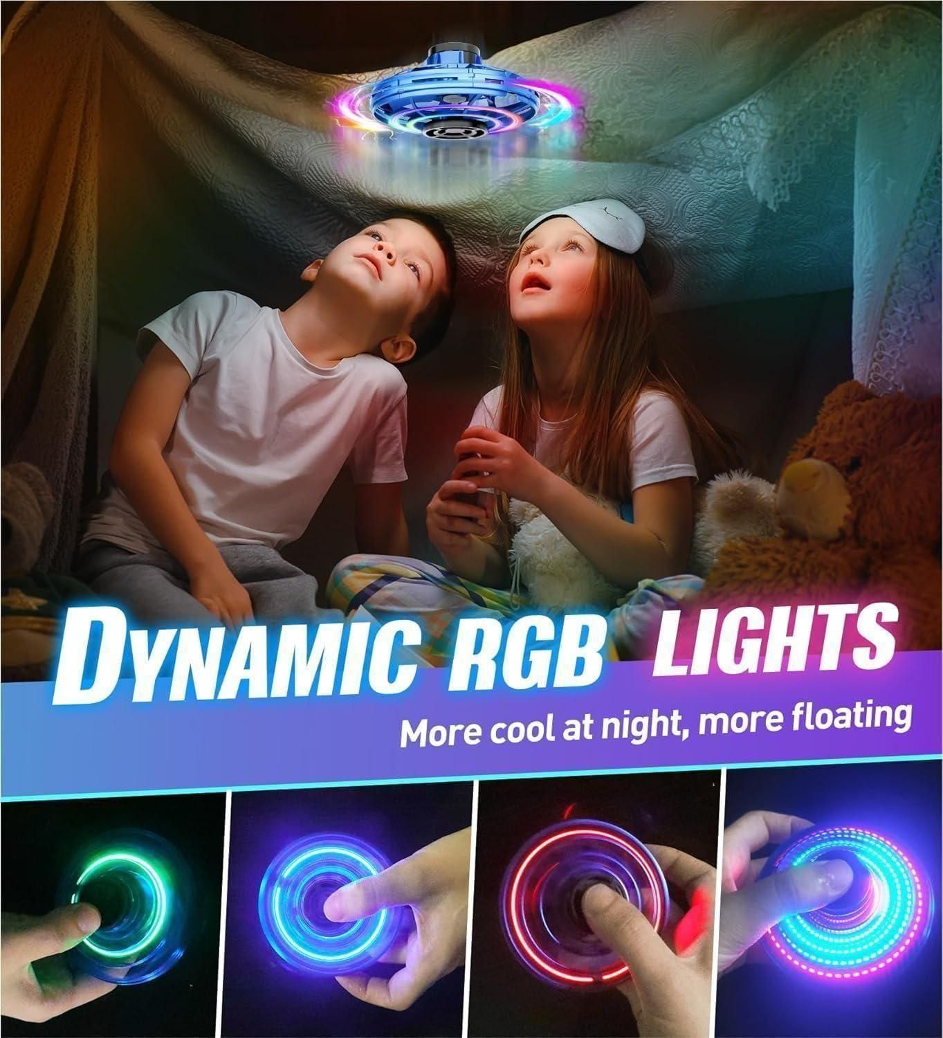 Children playing with a toy under a blanket, featuring dynamic RGB lights.
