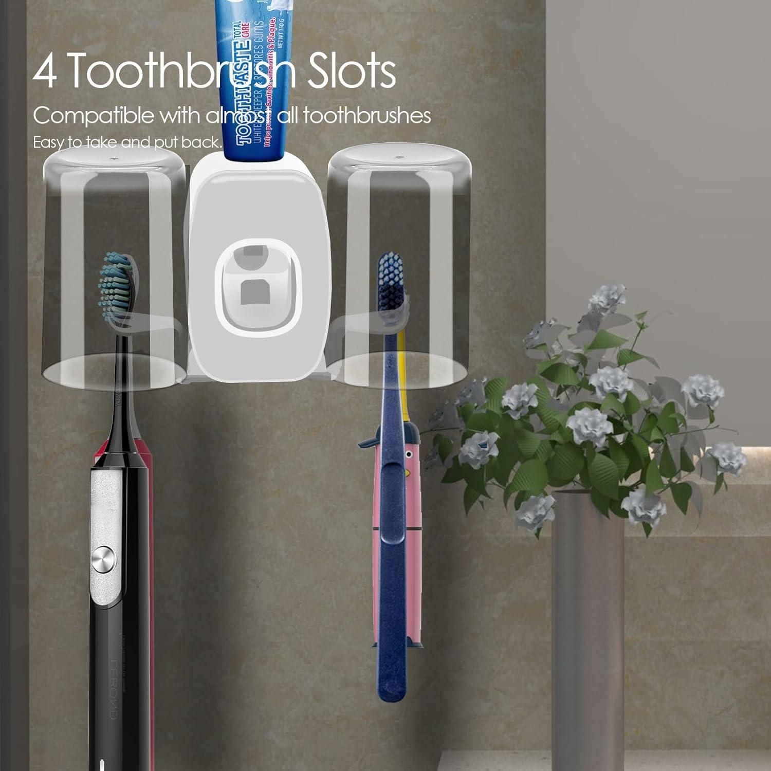 Wall-Mounted Toothbrush Holder with Dispenser Set
