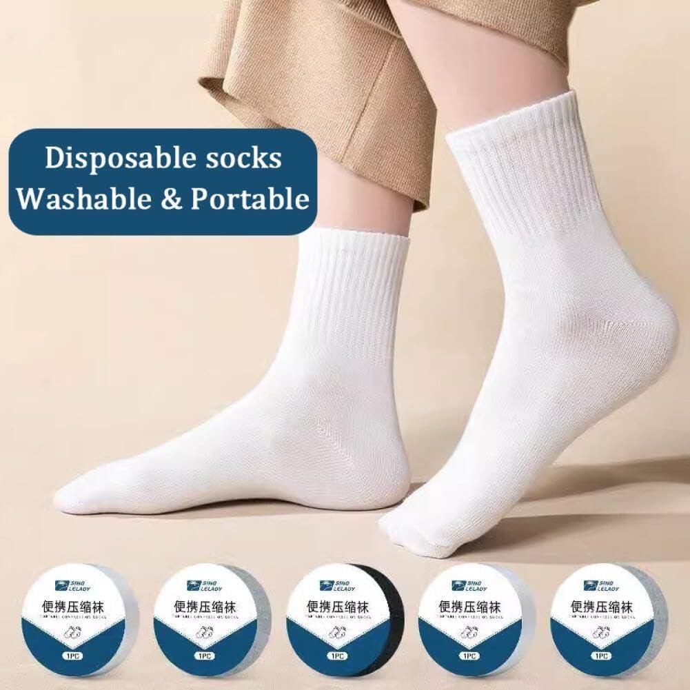 Disposable Socks,Wash-free Socks Travel Portable Socks for Men and Women Assorted Color (Pack of 2)