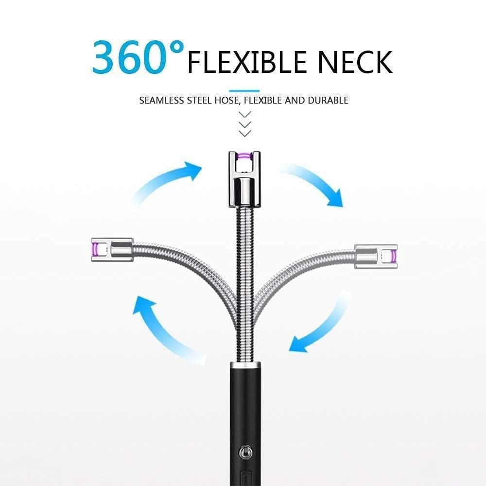 360-degree flexible neck hose with blue arrows indicating flexibility on a white background
