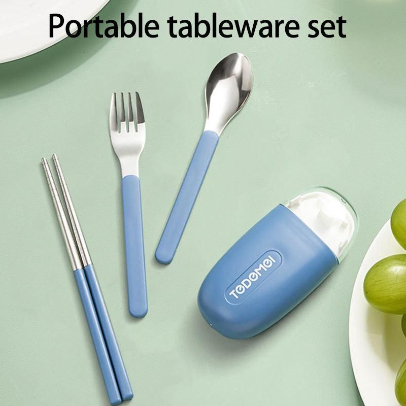 Portable Stainless-Steel Cutlery Set - Spoon & Chopsticks Case