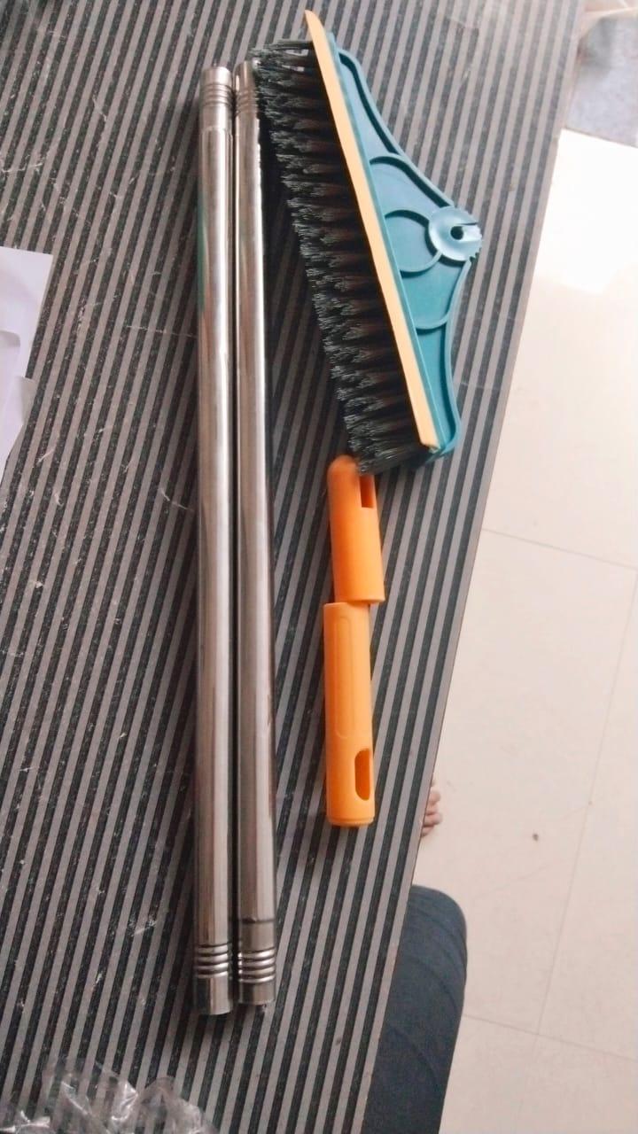 2-in-1 Long Handle Floor Brush Wiper