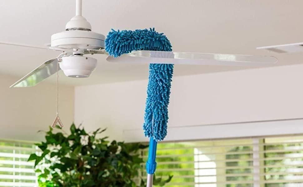 Flexible Microfiber Fan Duster - Extendable Cleaning Rod (Multi-Color)