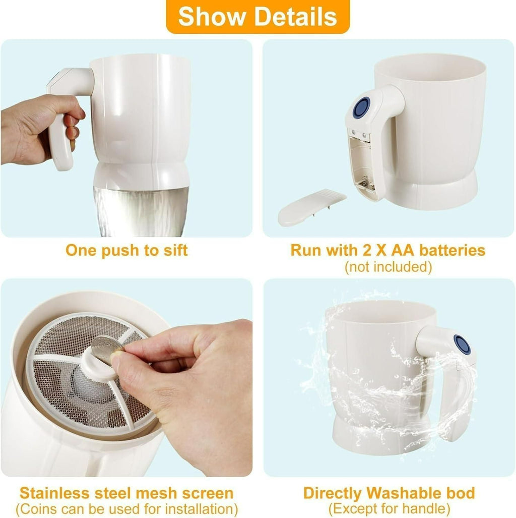 Battery-Operated Electric Flour Sifter - Handheld Baking Tool
