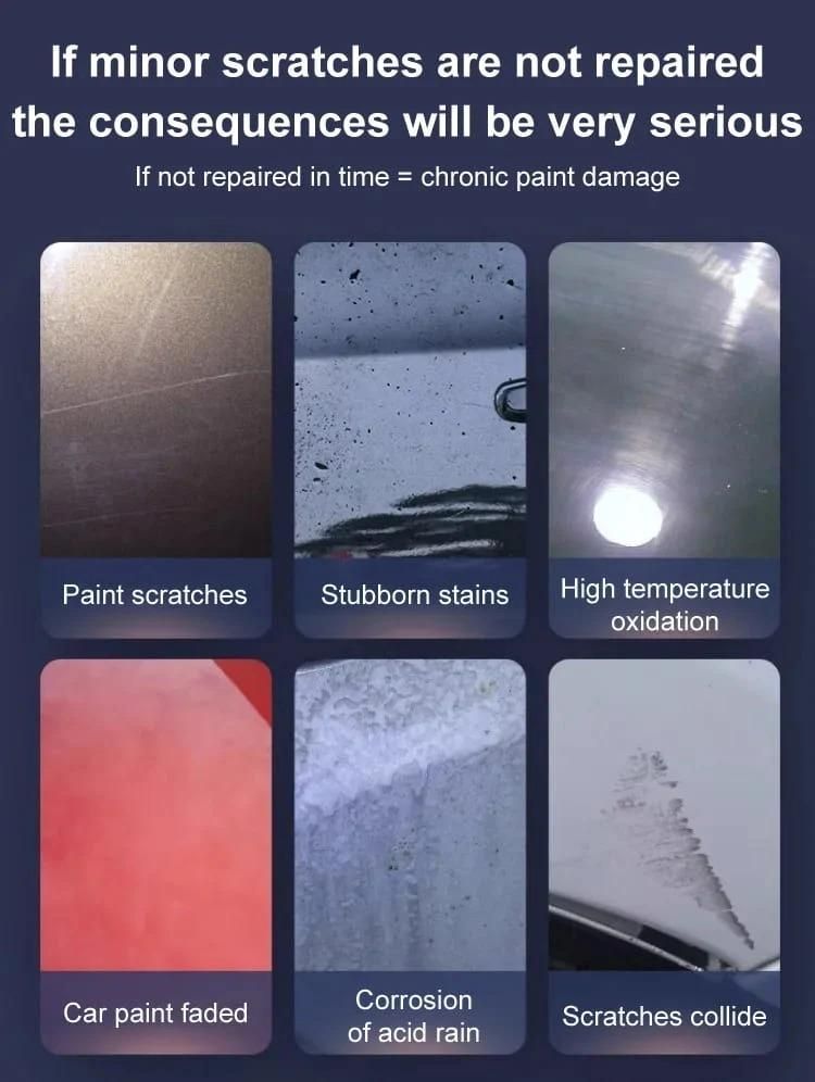Illustration of various types of paint damage with text about the consequences of not repairing them.