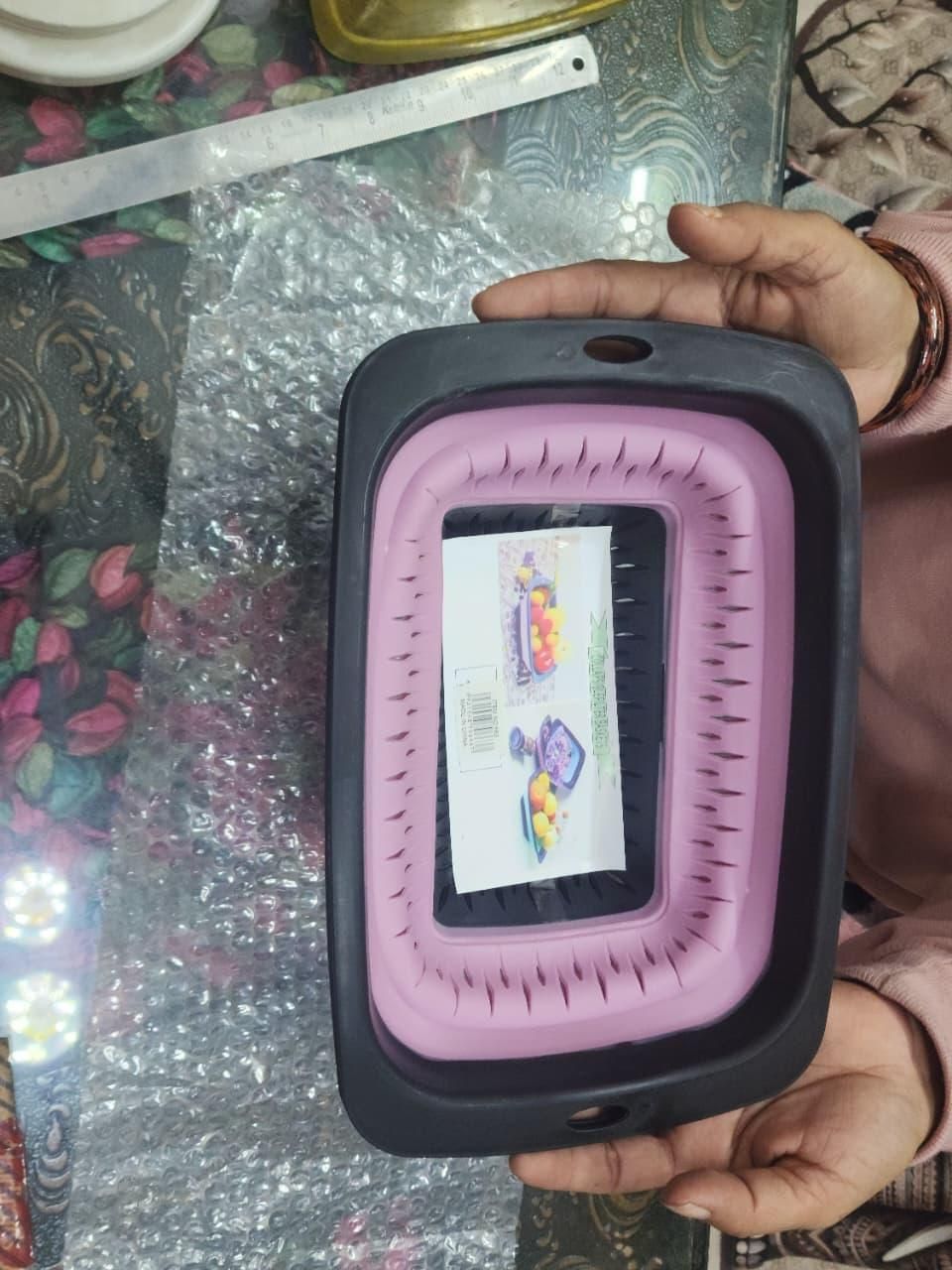 2-in-1 Silicone Washing Basket - Foldable Colander & Drainer