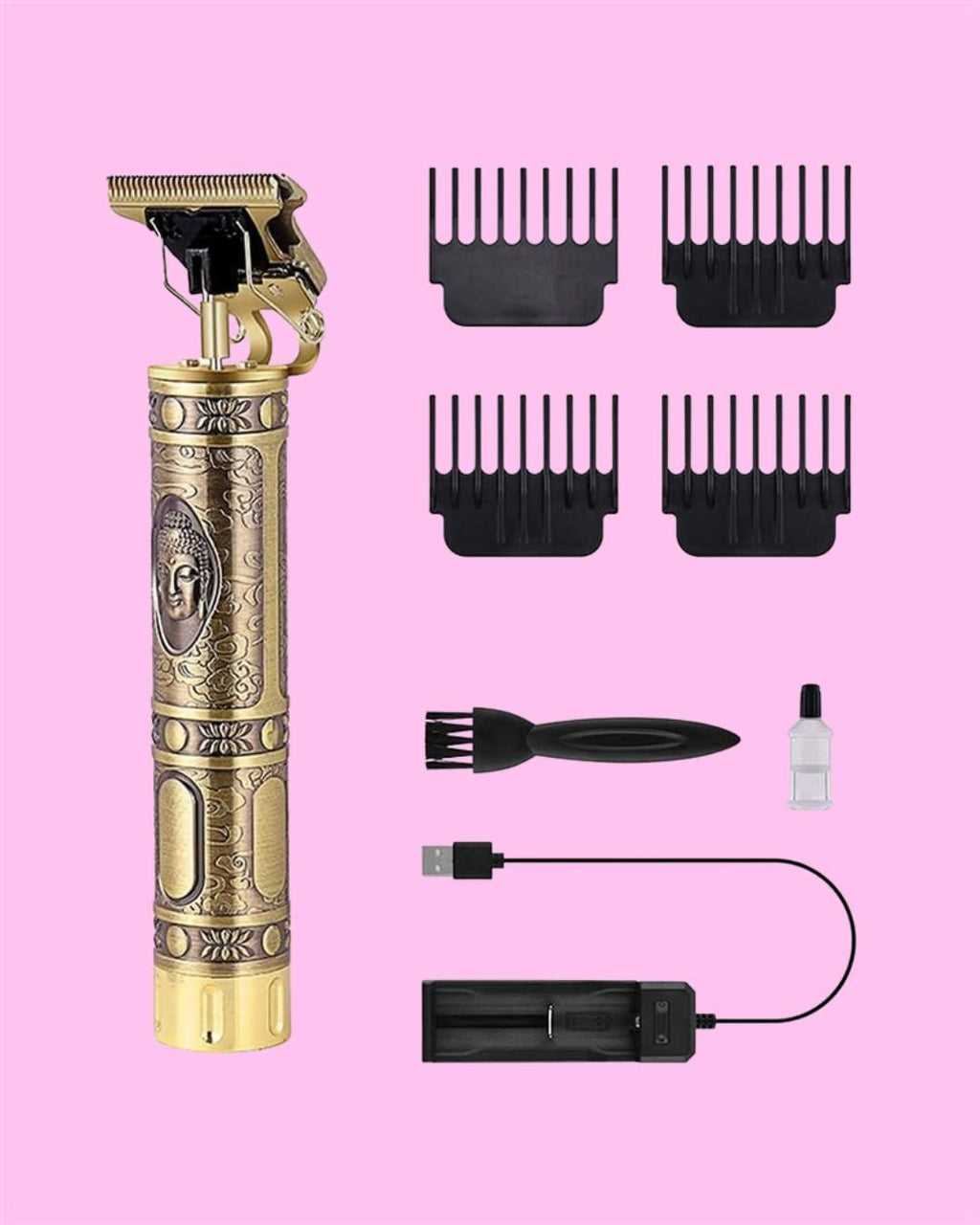 Buddha Electric Pro Hair Clippers – Gold Edition Trimmer & Grooming Kit