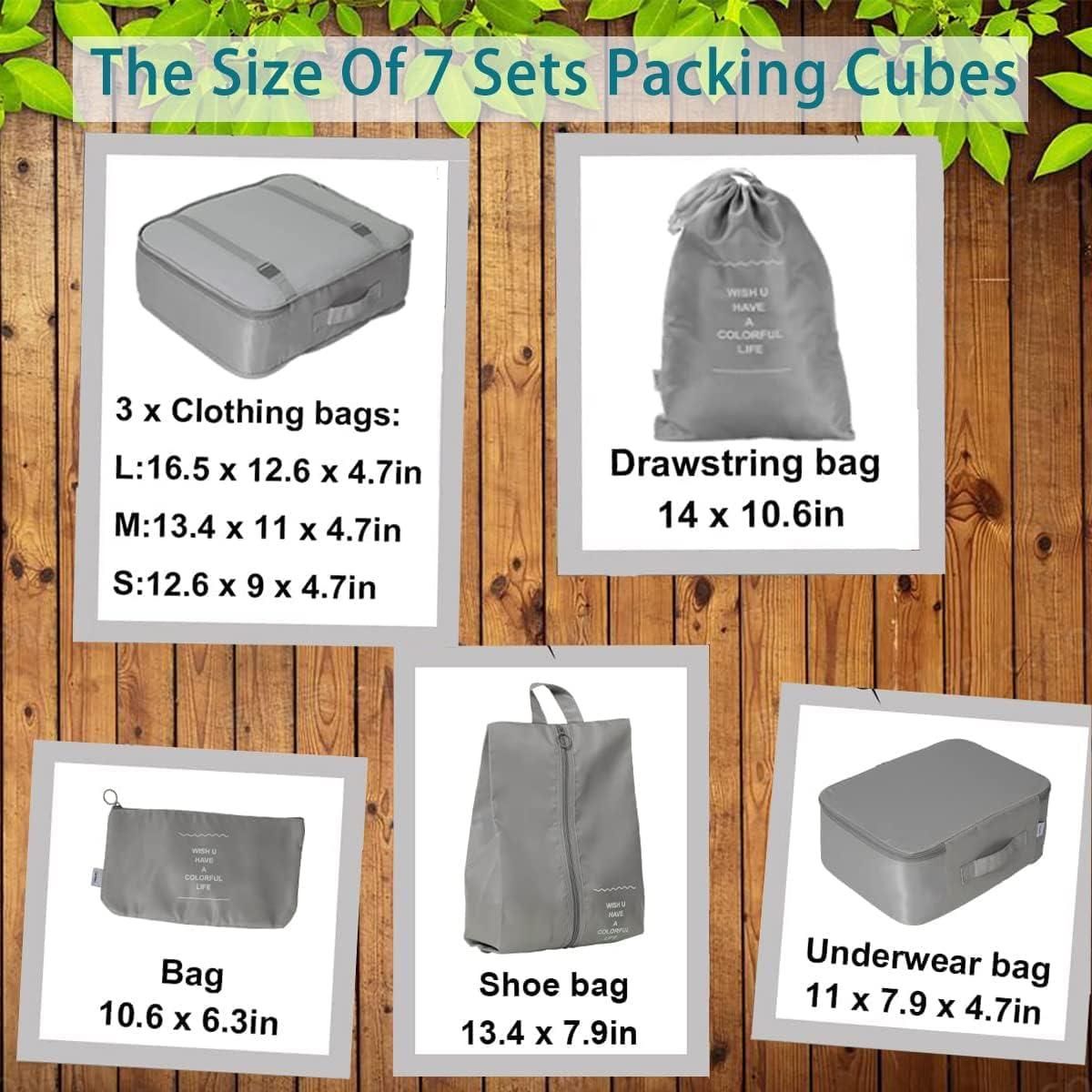 7-in-1 Travel Packing Cubes & Laundry Pouch Set – Lightweight Organizer Bags for Clothes, Shoes & Accessories (Random Color)