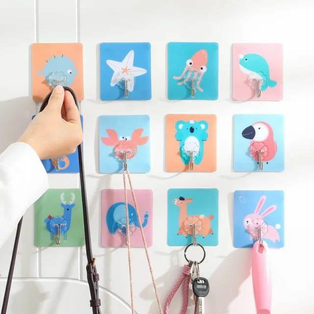 Cartoon Strong Adhesive Wall Hooks - Waterproof Sticky Hooks (Pack of 4)