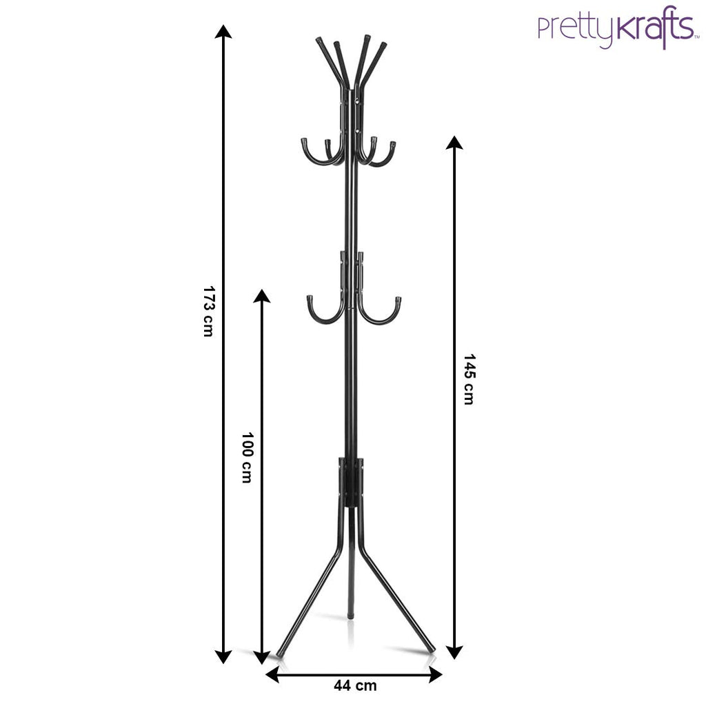 6-Hook Iron Coat & Clothes Stand – Sleek Matte Black Organizer (1 Pc)