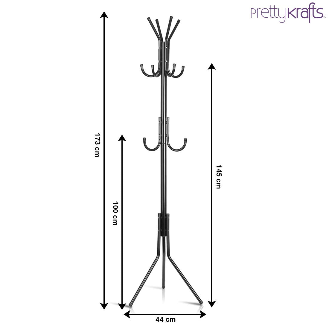 6-Hook Iron Coat & Clothes Stand – Sleek Matte Black Organizer (1 Pc)