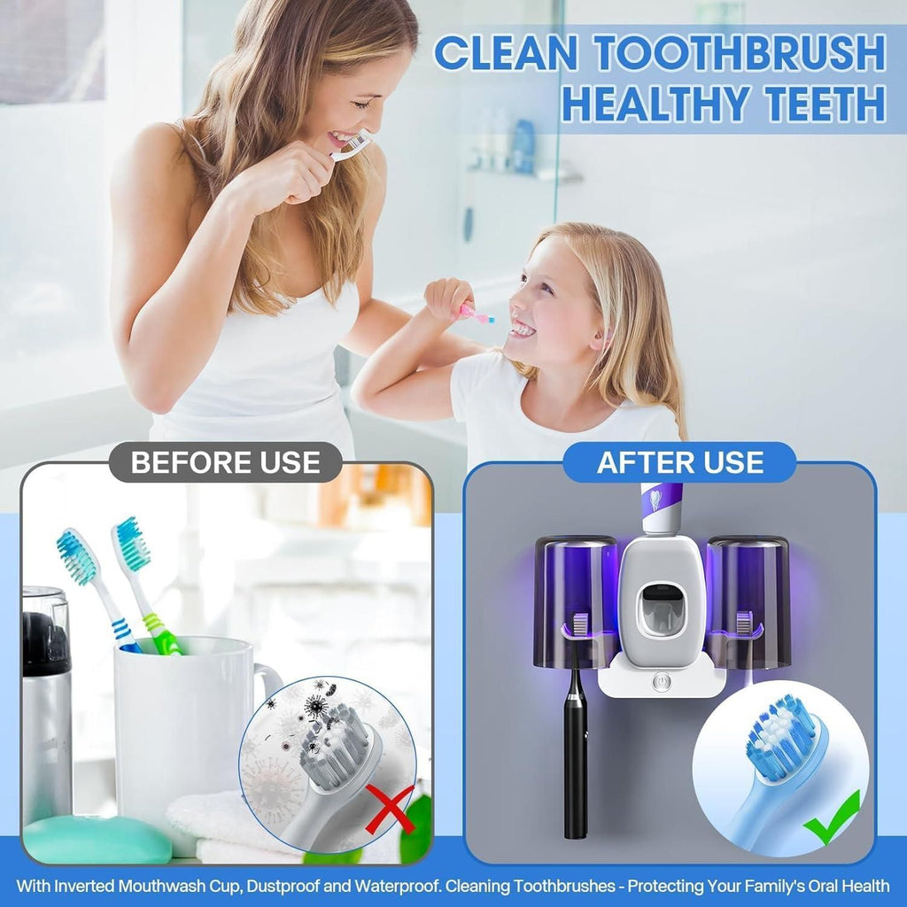 Wall-Mounted Toothbrush Holder with Dispenser Set