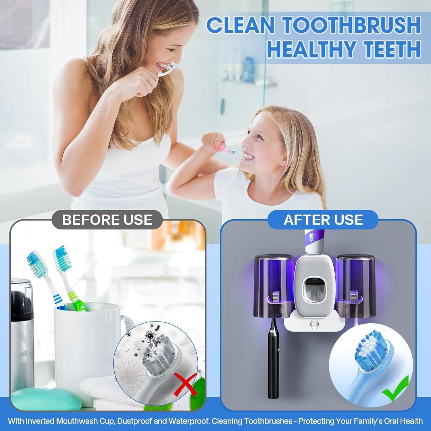 Wall-Mounted Toothbrush Holder with Dispenser Set