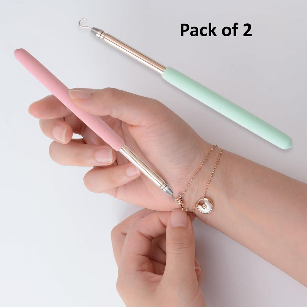 Bracelet Wearing Tool - Stainless Steel Fastening & Jewellery Hook Helper (Pack of 2)