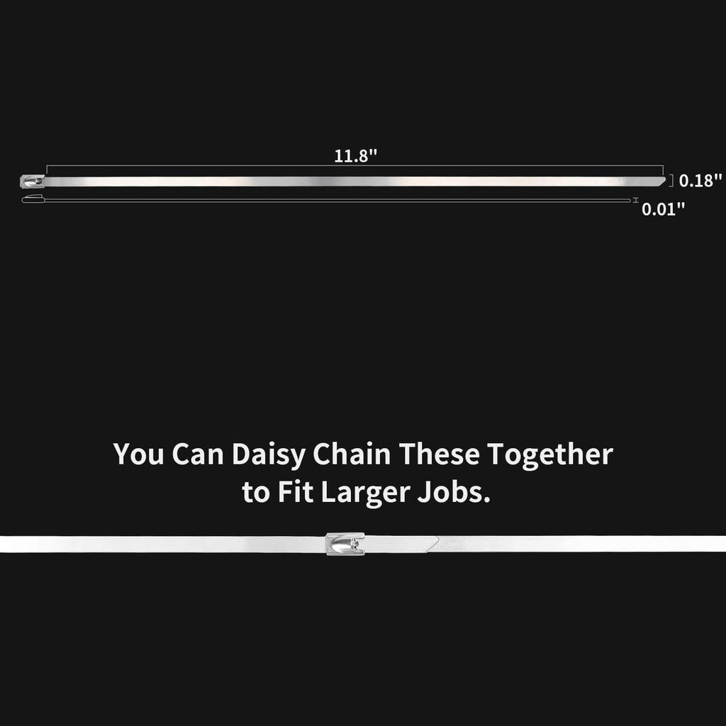 Stainless-Steel Cable Lock Ties - Heavy Duty Secure Straps (Pack of 10)