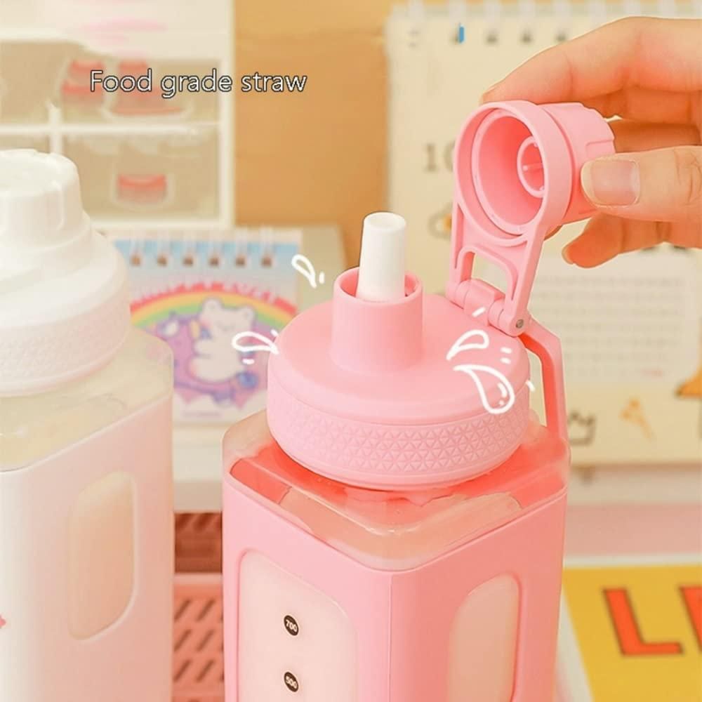 700ml Kawaii Water Bottle with Lid and Straw – Leakproof, Portable & Cute Design