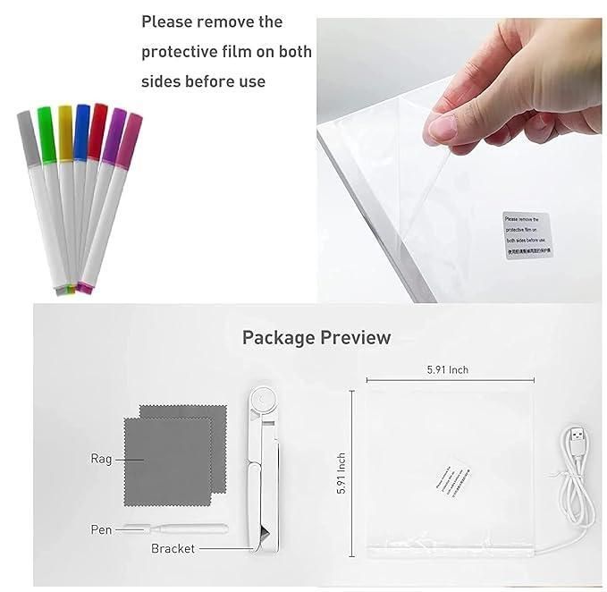 GlowScript LED Pad – Glass Acrylic Message Board + 12 Pens (1 Pc)