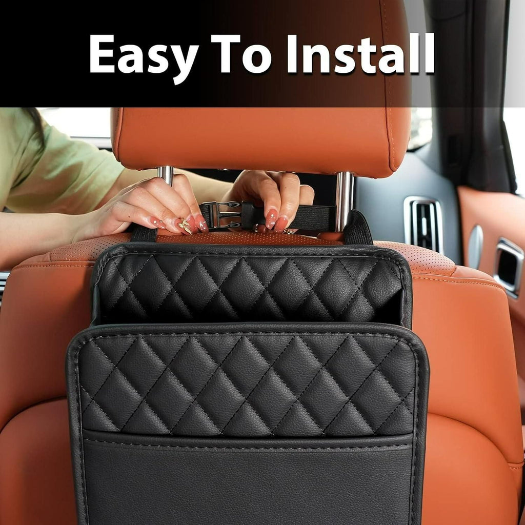Car Seat Back Hanging Organizer Bag - PU Leather Storage Pocket