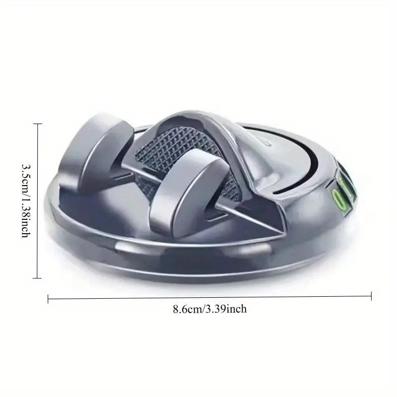 Gray suction cup with dimensions indicated on a white background