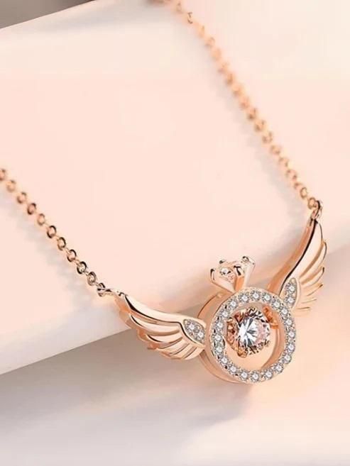 Angel Wings Pendant in Rose Gold – Radiant Charm Chain (1 Pc)