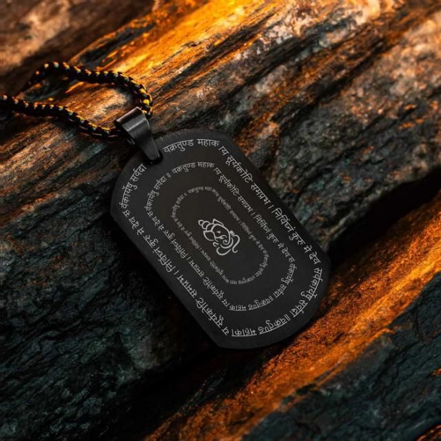 Ganpati Shlok Pendant + Chain – Devotional Tag Edition (1 Pc)