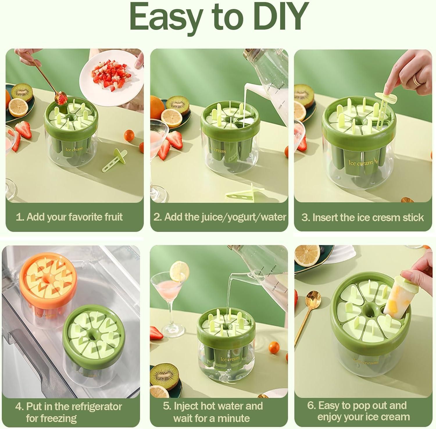 Reusable DIY Ice Pop Mould - 8-Cavity Popsicle Maker