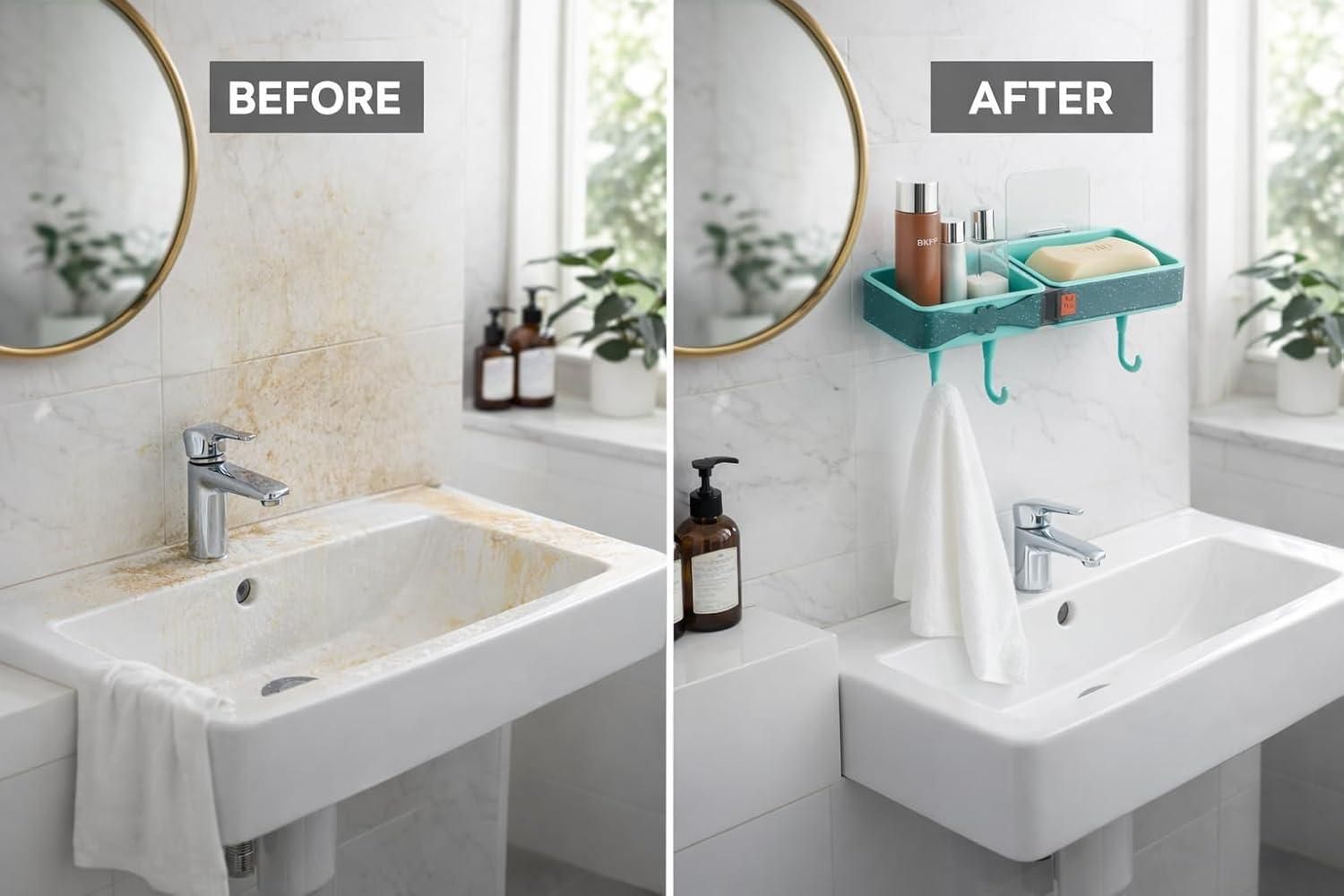 Wall-Mounted Dual Compartment Bathroom Shel