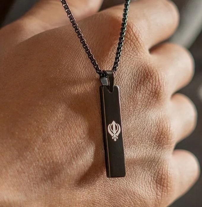 Khanda Tag Pendant Chain – Spiritual Steel Edge (1 Pc)