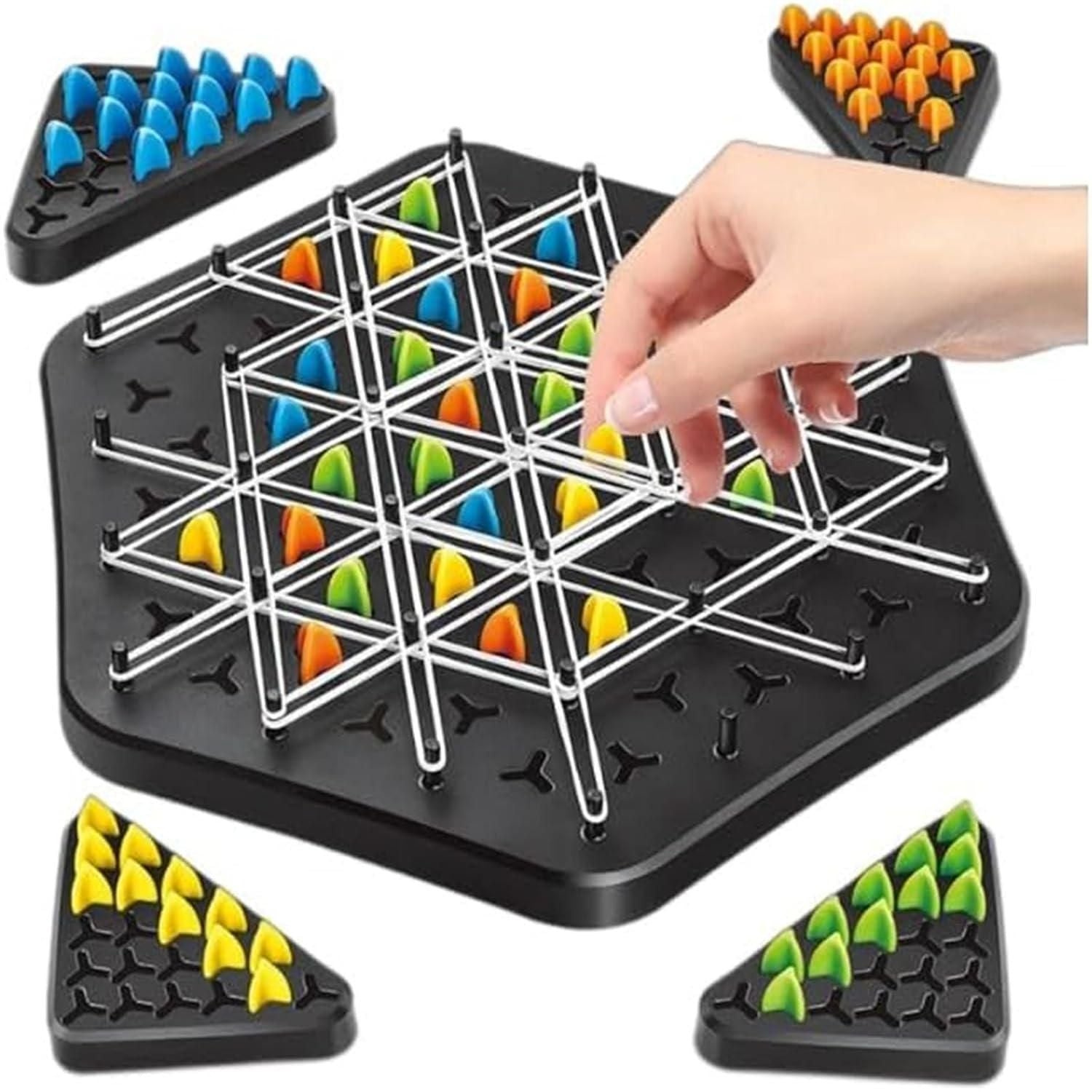 Chain Triangle Chess Game – Strategy Board Game for Kids & Adults, Rubber Band Action Puzzle (1 Pc)