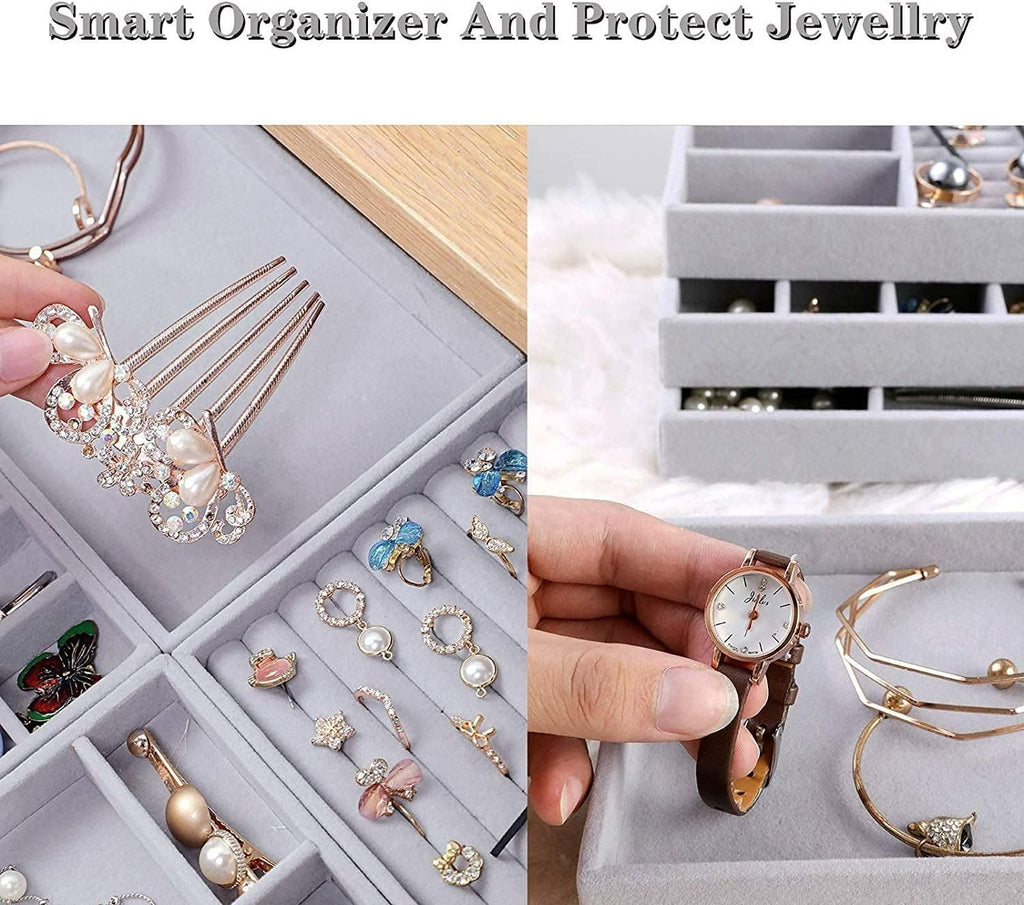 Jewellery Tray Organizer Set - 4 Pcs Adjustable Storage Trays