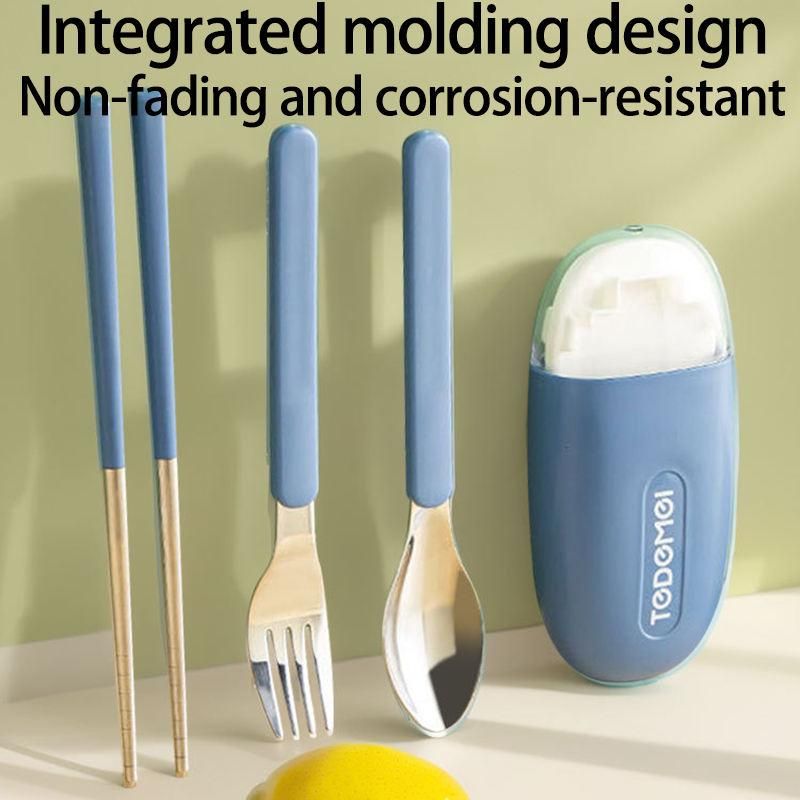 Portable Stainless-Steel Cutlery Set - Spoon & Chopsticks Case