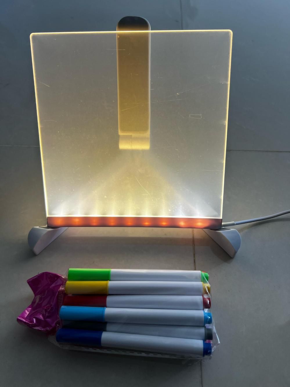 GlowScript LED Pad – Glass Acrylic Message Board + 12 Pens (1 Pc)