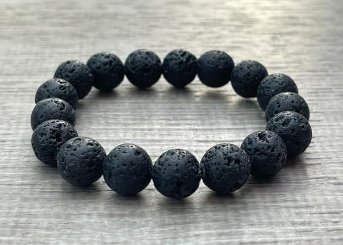 Natural Lava Stone Bracelet – Grounding Energy Beads (1 Pc)