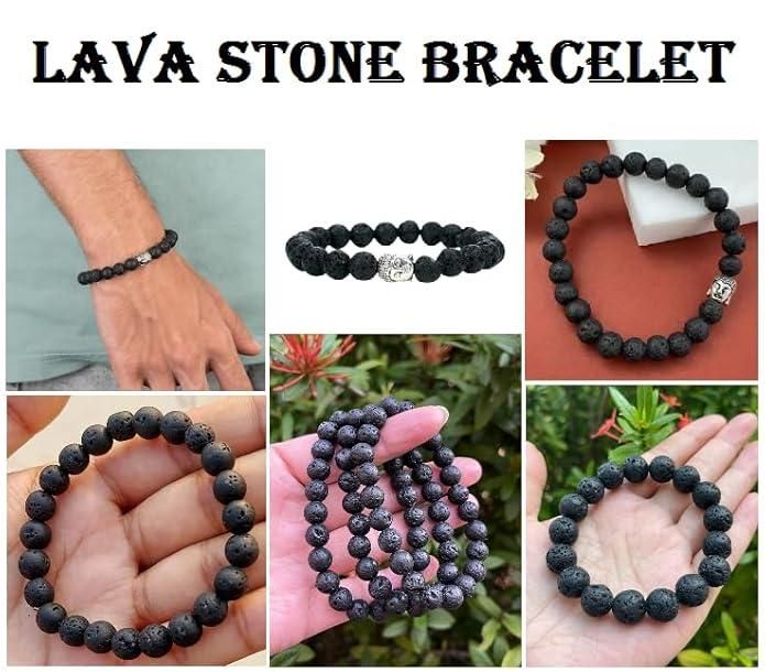 Natural Lava Stone Bracelet – Grounding Energy Beads (1 Pc)