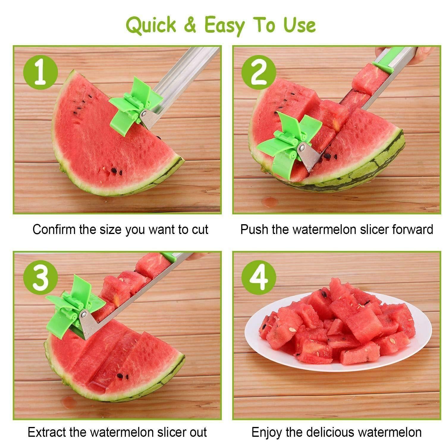 Stainless-Steel Watermelon Slicer - Quick Push Cutter