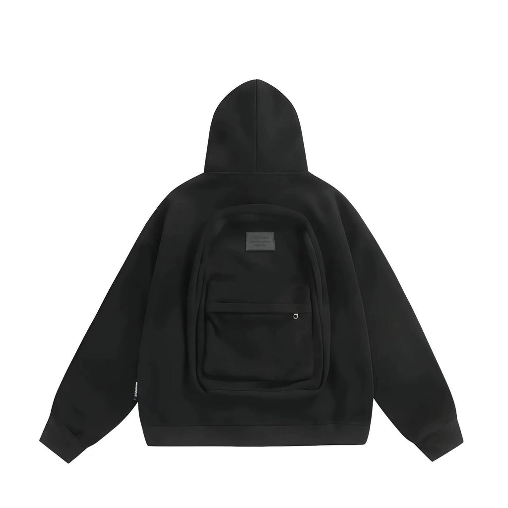 Men’s Solid Zip-Up Hoodie - Backpack Pocket Design