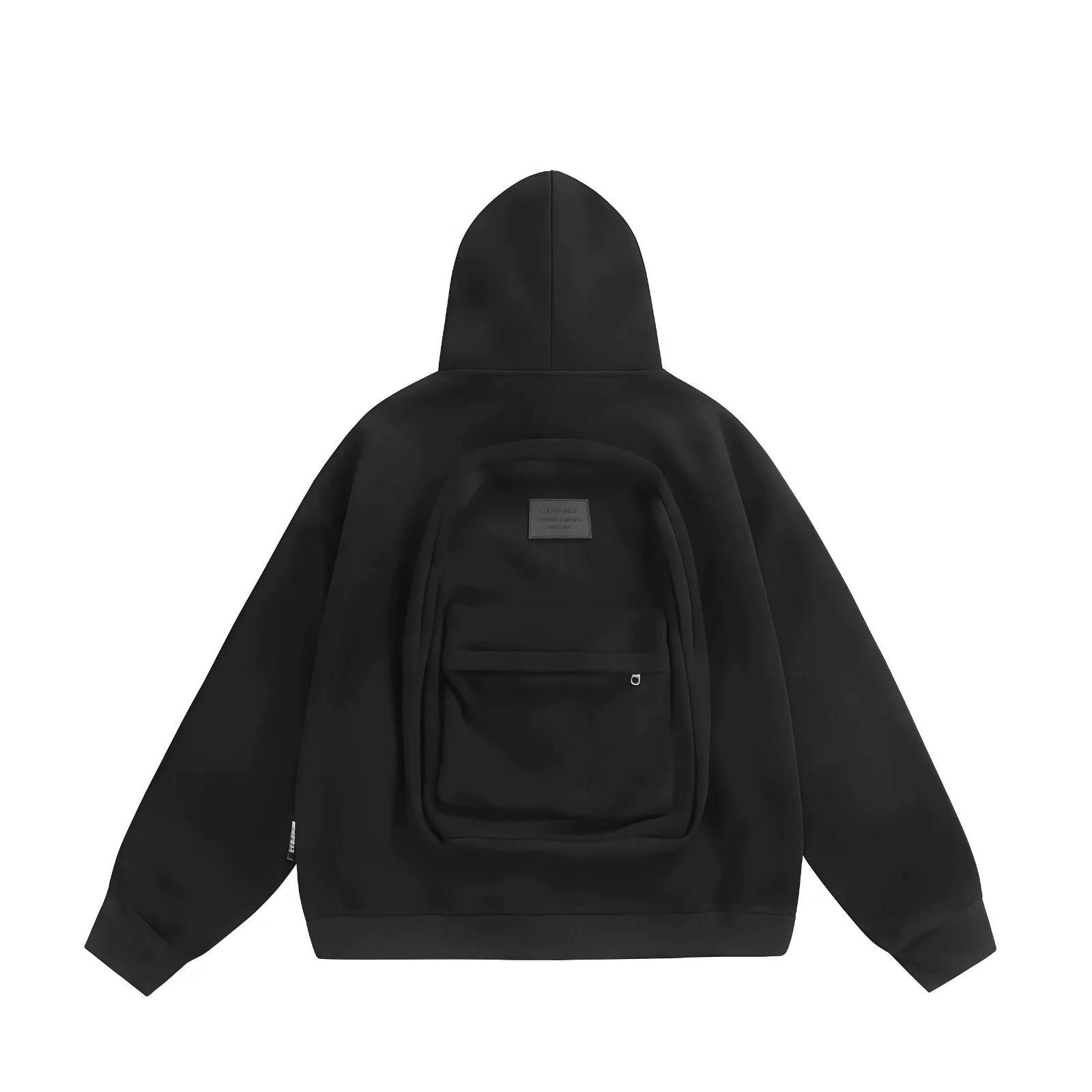 Men’s Solid Zip-Up Hoodie - Backpack Pocket Design