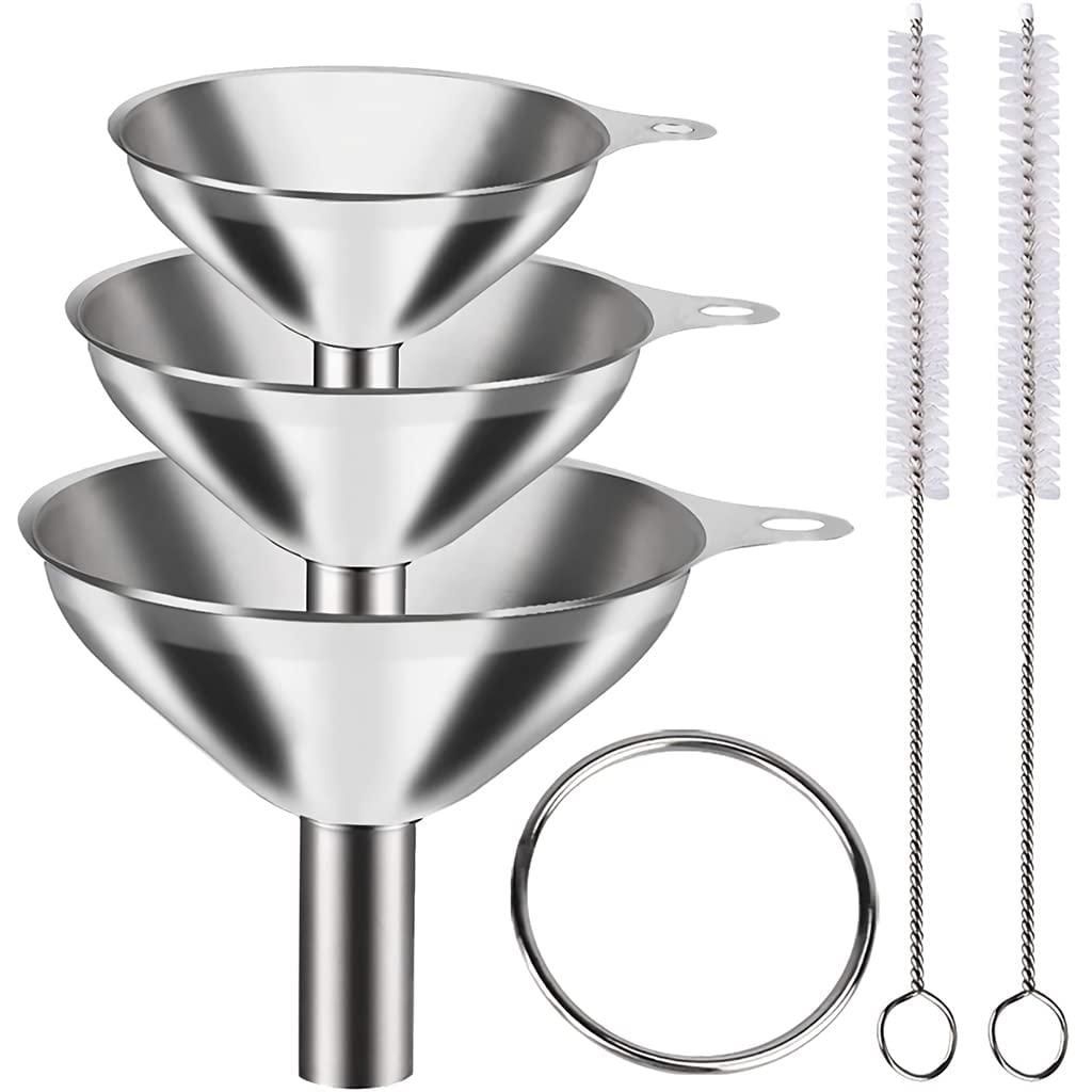PrecisionPour Funnel Set – 3 Stainless Funnels + 2 Brushes (1 Set)