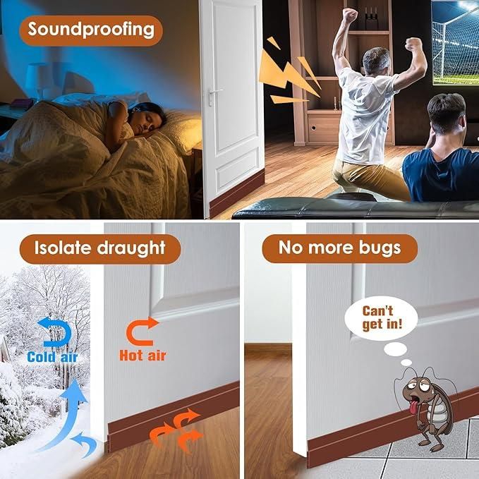 Soundproof Self-Adhesive Door Bottom Seal Strip – 1m Silicone Tape