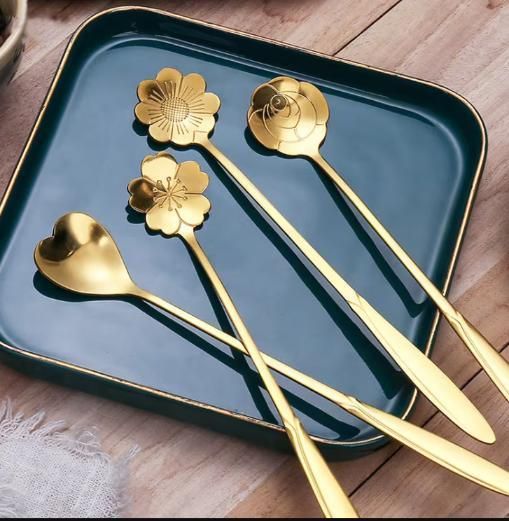 Golden Floral Stainless Steel Spoon Set