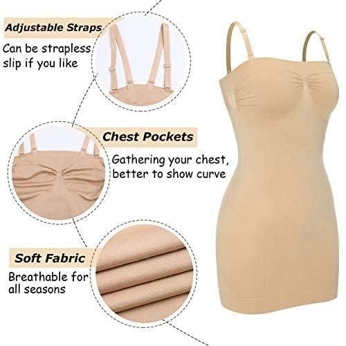 Beige slip dress with adjustable straps and chest pockets on a white background