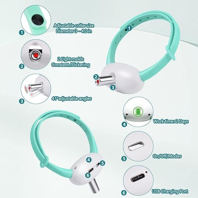 Pet Laser Collar – Rechargeable LED Cat Toy for Indoor Play, Hands-Free Interactive Teasing Game (1 Pc)