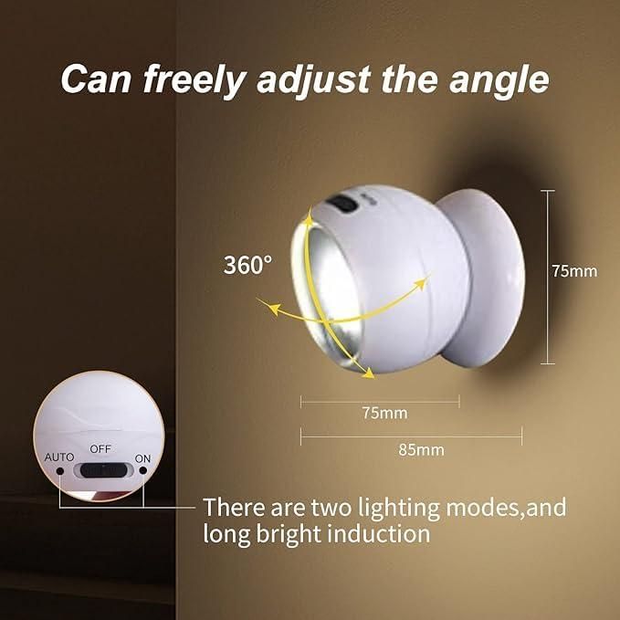 COB Motion Sensor Light – 360° Adjustable LED Night Lamp for Hallway, Bedroom & Stairs