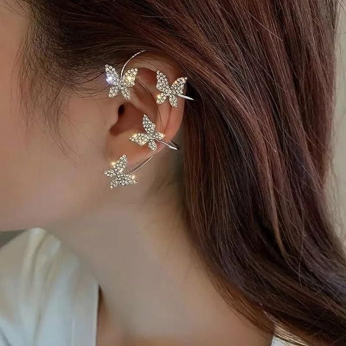 Silver Butterfly Ear Cuff Set – Crawler Glam (1 Pair)