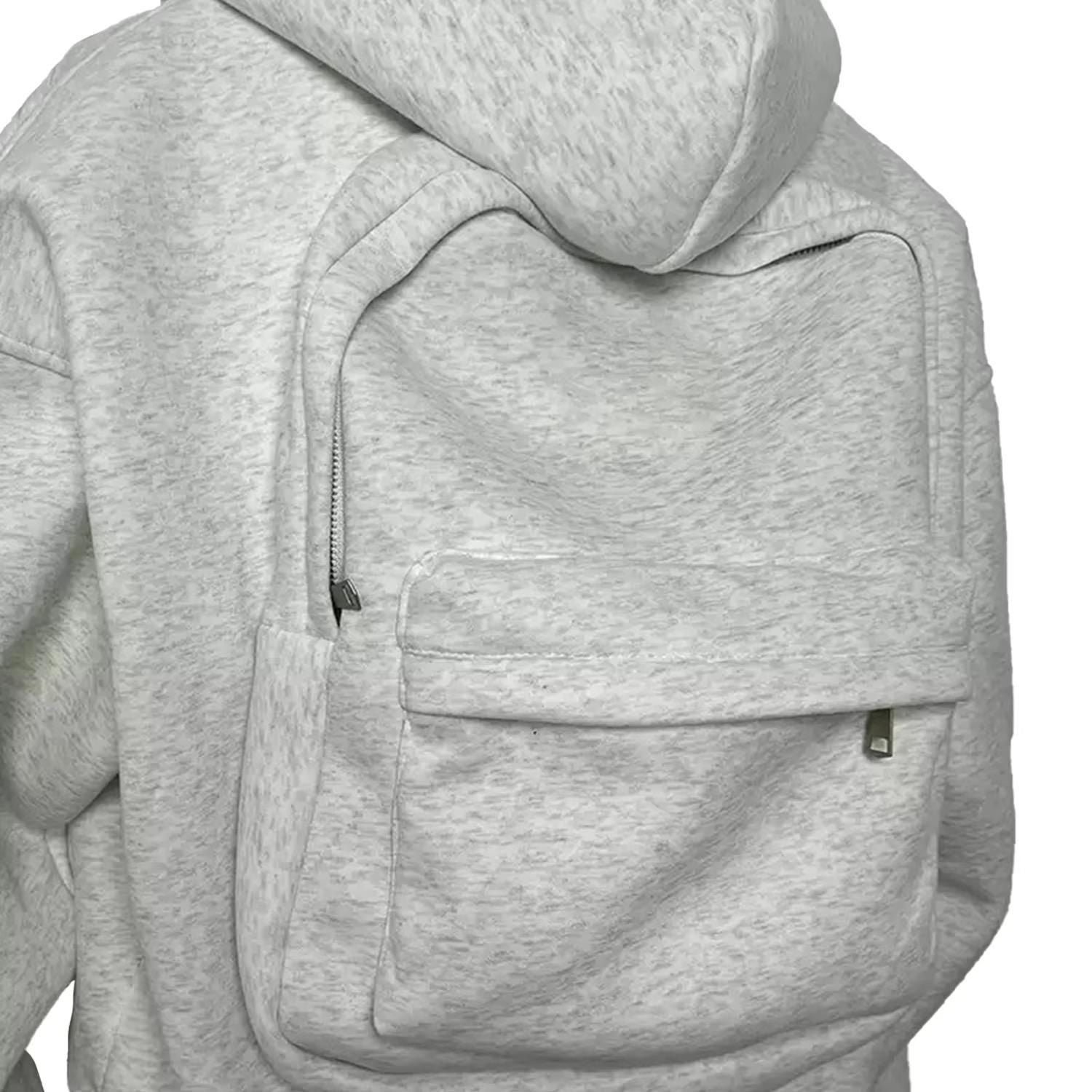 Men’s Solid Zip-Up Hoodie - Backpack Pocket Design