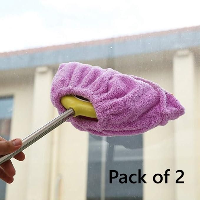 Broom Covered Dust Mop - Coral Velvet Microfiber Covers (Pack of 2)