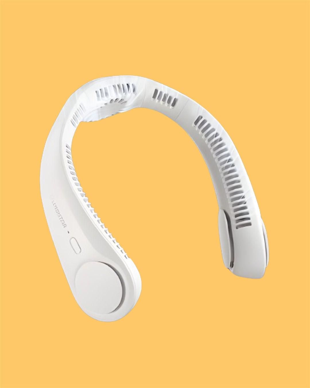 White neck fan on a yellow background