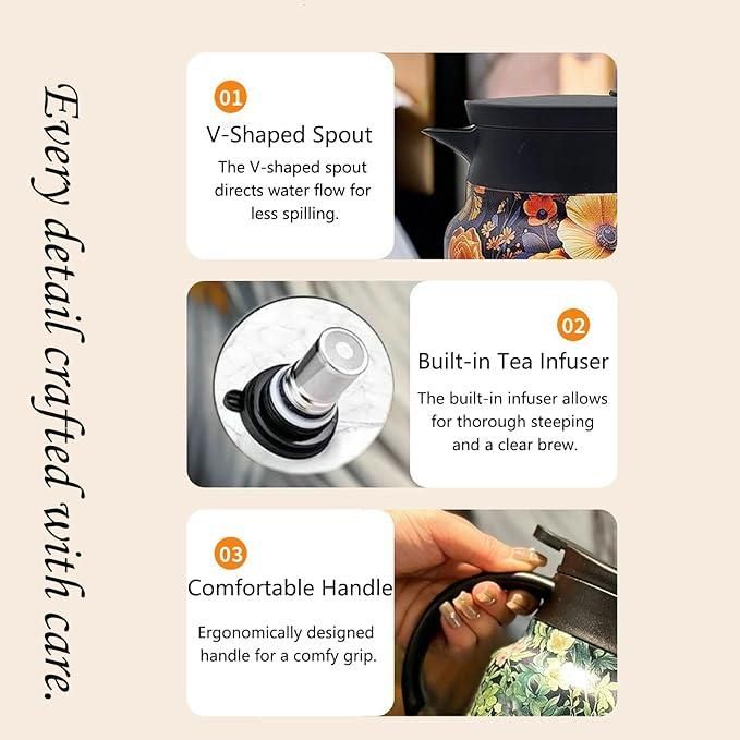 Vacuum Insulation Pitcher - Portable Hot Water & Tea Kettle (800ml)