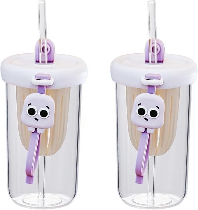 Glass Tumbler with Fruit Infuser Lid & Straw – Reusable Drink Cup for Smoothies, Juices & Iced Tea (1 Pc)